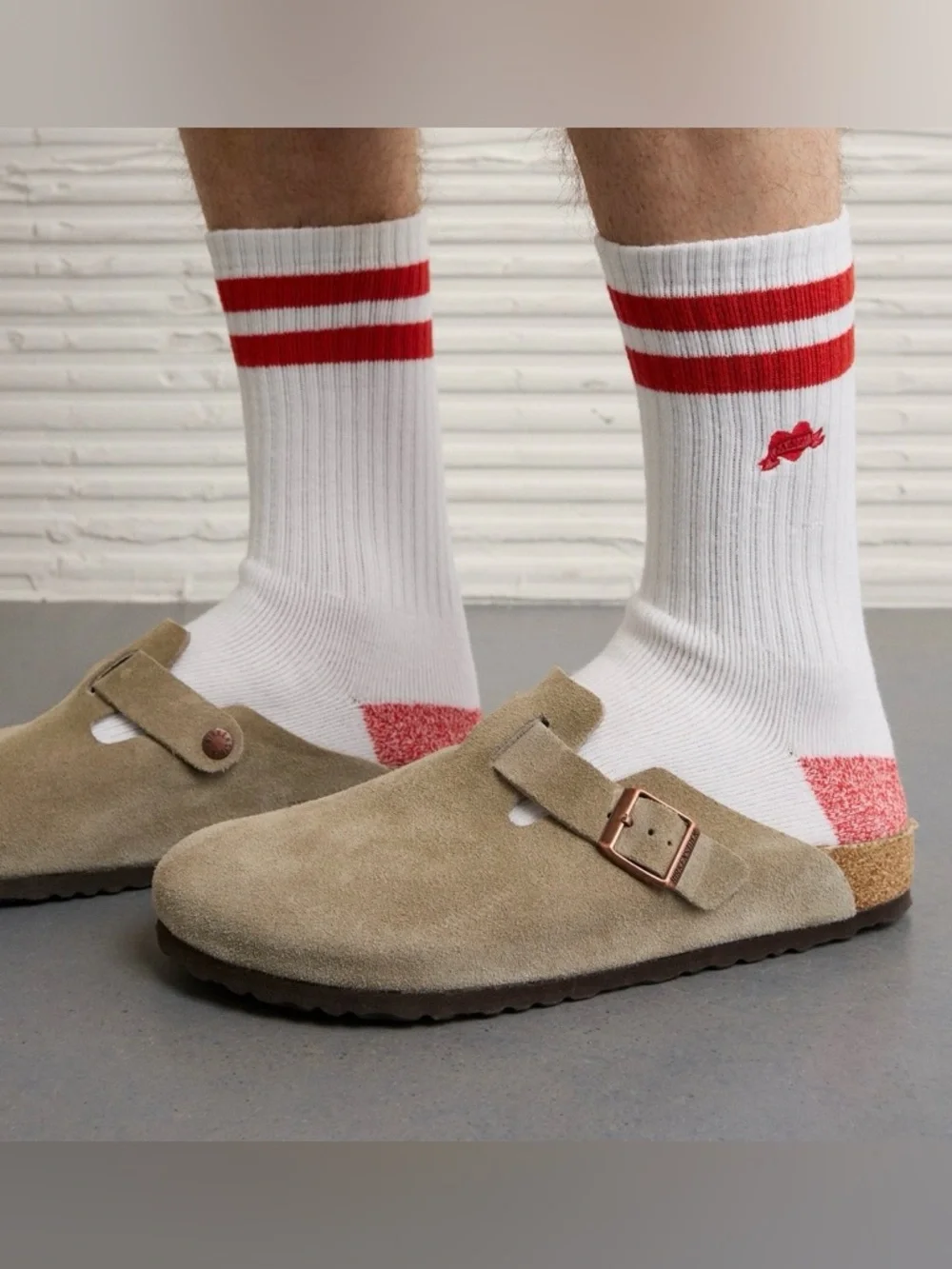 American Eagle Outfitters White Crew Socks with Red Stripes - Picture 2 of 4